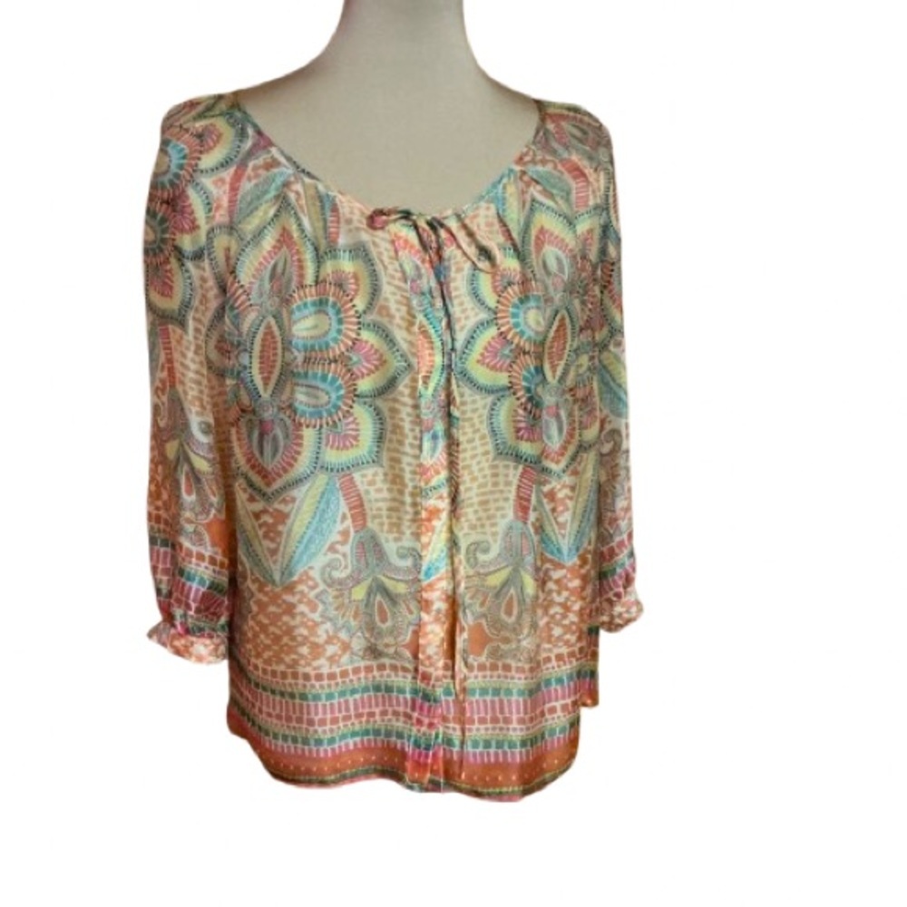 Lavender Brown Boho Colorful Silk Blouse